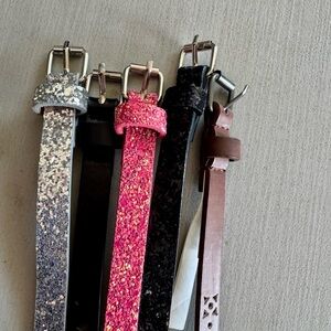 Glittery Pink and Black Kids Belt Set